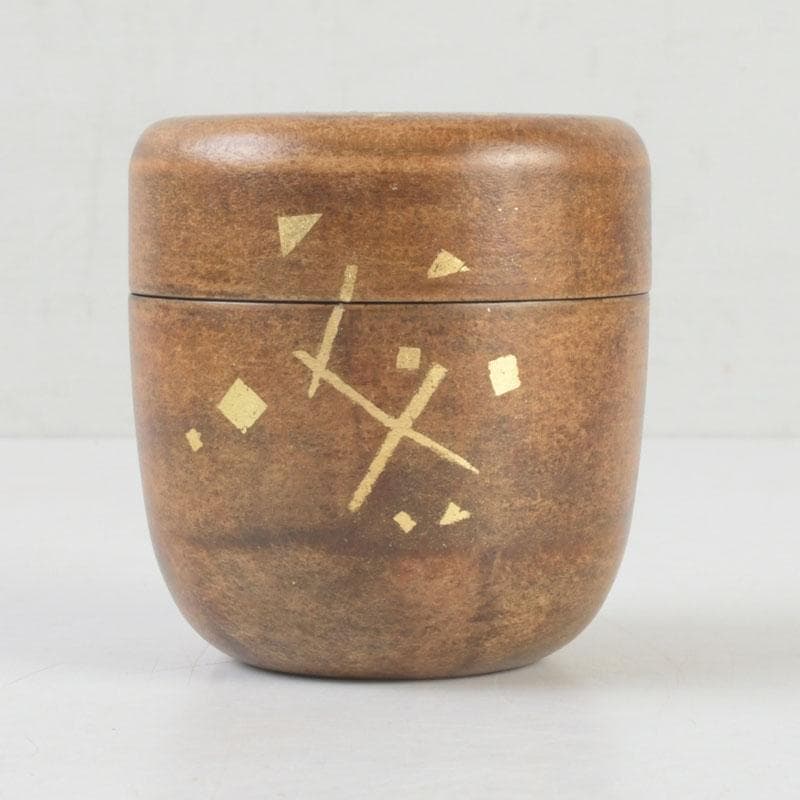 茶道具　蒔絵師　中林貴山作　金箔散　和紙貼　中棗　共箱　V　9764