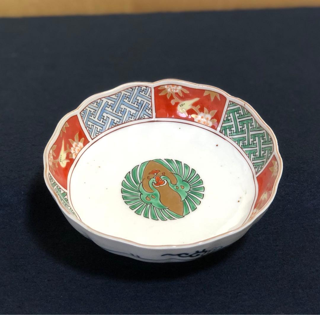 《R》伊万里 金彩 赤絵 孔雀 なます皿5客 膾皿　250925あ4