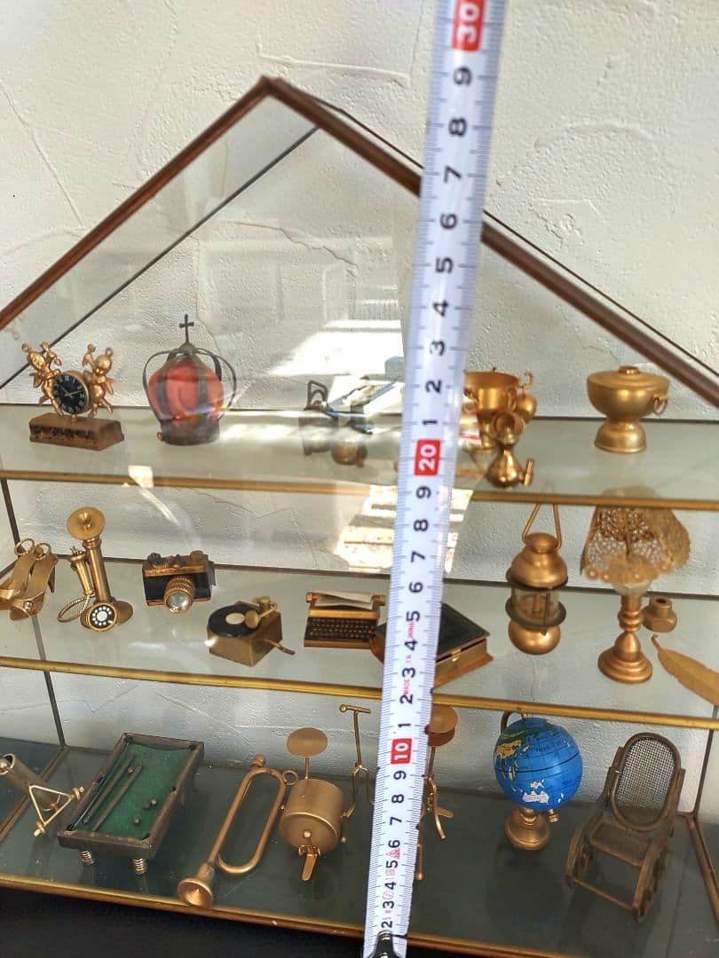 お値下げ　アンティーク真鍮調 コレクション　ガラス製ケース付き　レトロかわいい