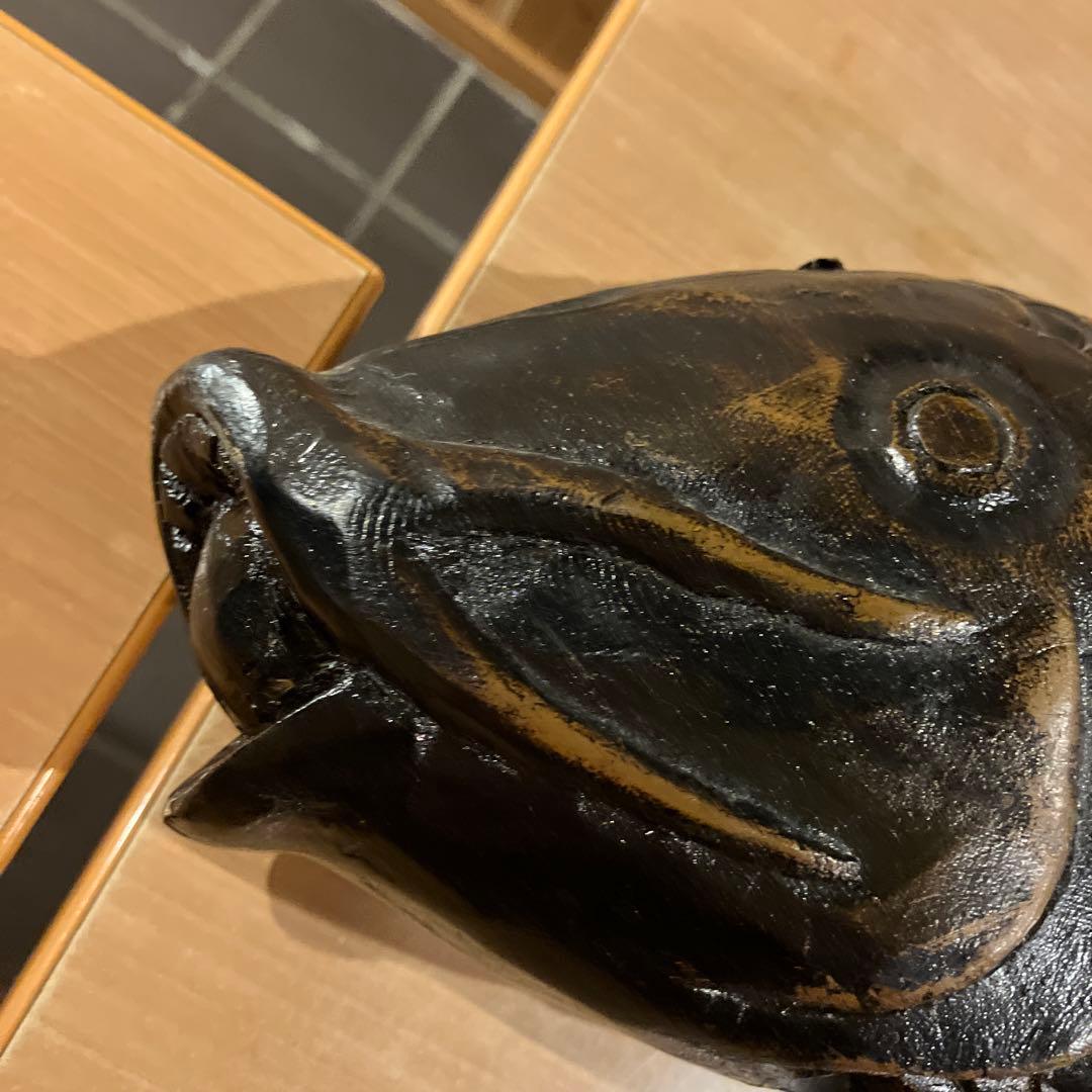 【未使用】自在鉤、鯉自在鉤、鯉横木、木彫り鯉、囲炉裏自在鉤　箱無し　長さ約46㌢