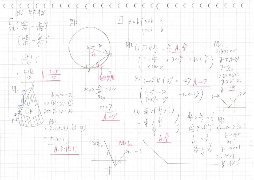 今だけ割引 塾講師オリジナル数学解説 早大本庄 高校入試 過去問 1984-25