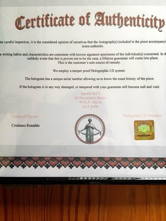 クリスティアーノ ロナウド 直筆 サイン パネル 証明付 ^o^