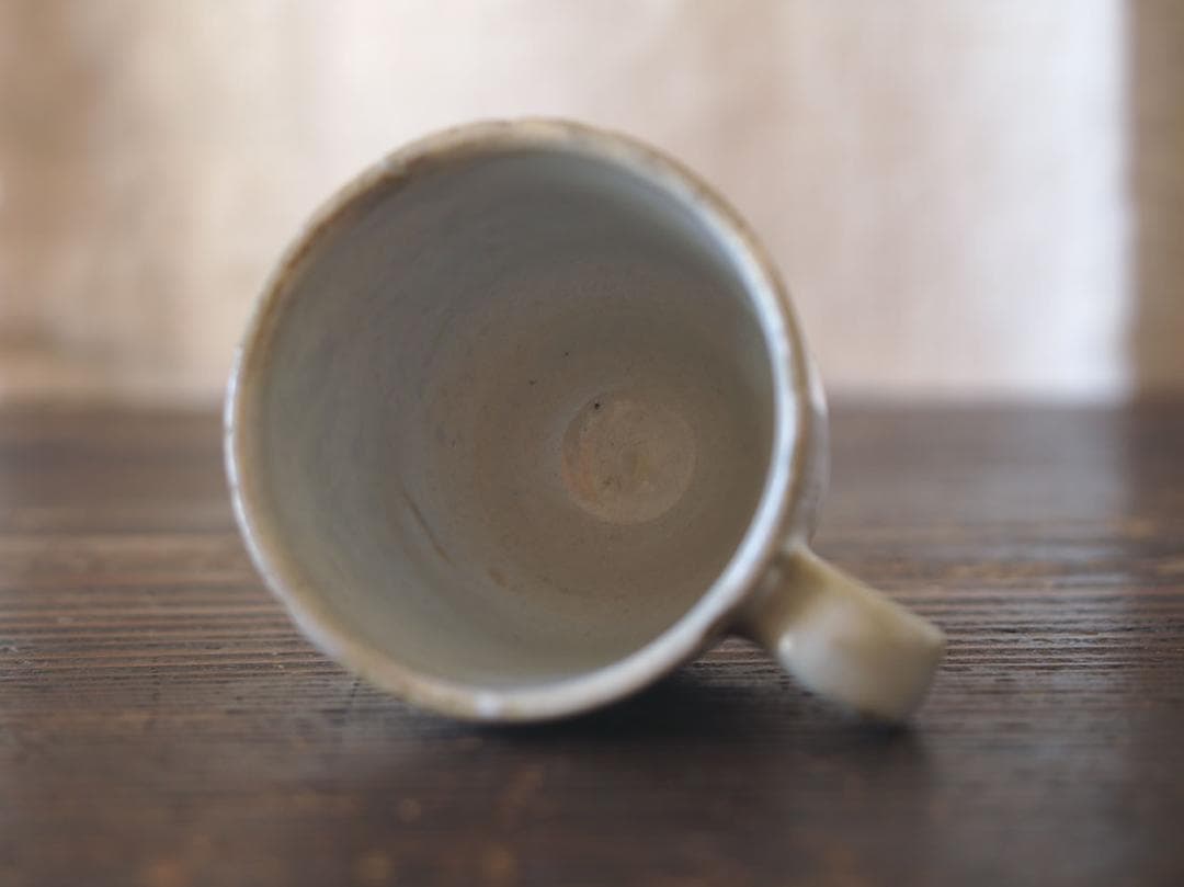 白釉薬 小さなコーヒーカップ マニセスカップスペイン古陶 古道具 工藝/K412