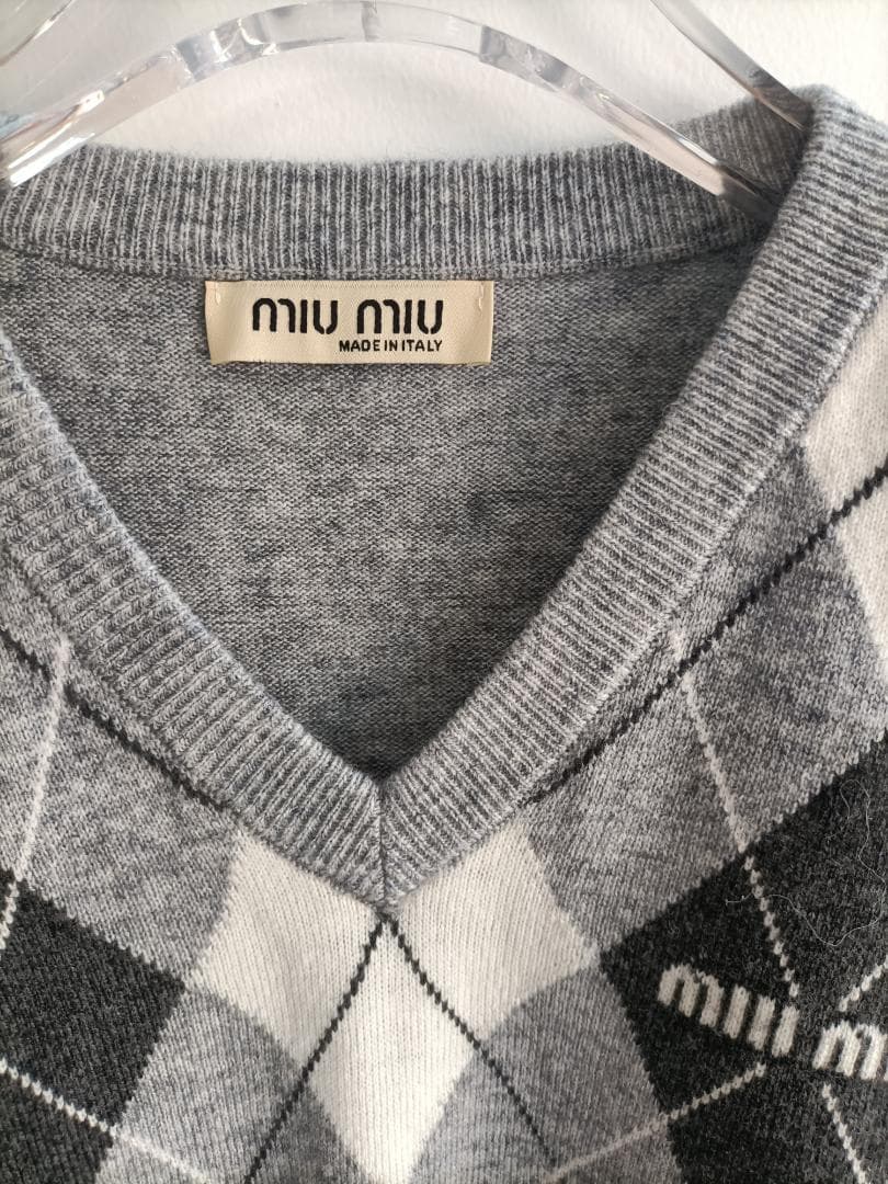 グレー/38サイズ♬ミュウミュウ 長袖 ニット MIUMIU レディースセーター