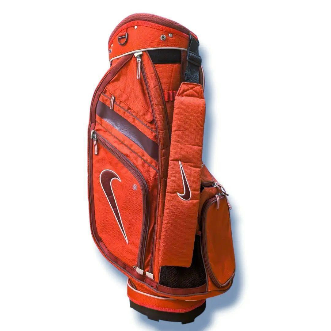 【廃盤品】ナイキ ゴルフ キャディバッグ 14分割 カート型 希少 赤 フード付