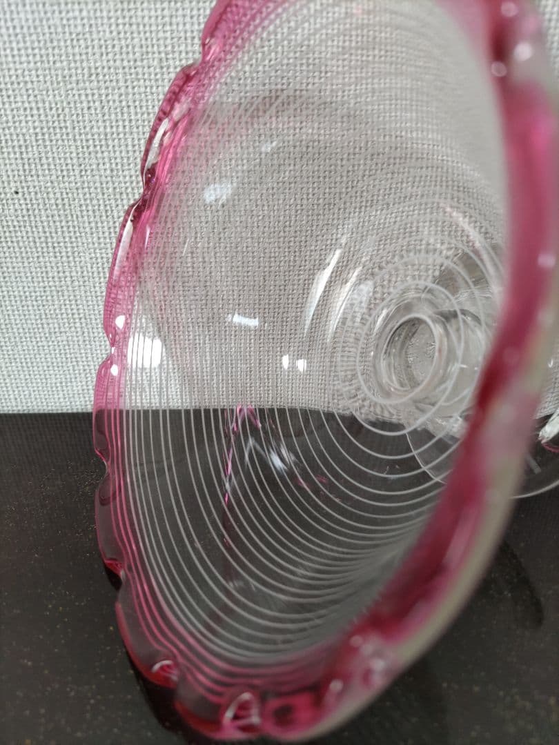 氷コップ　金赤べり　糸巻き輪花型　明治〜大正期