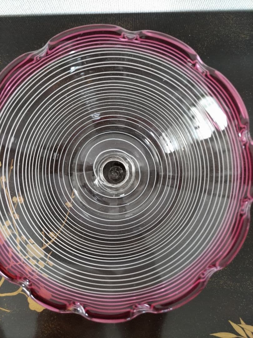 氷コップ　金赤べり　糸巻き輪花型　明治〜大正期