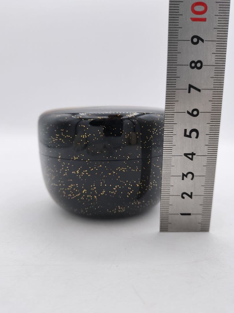 c650 平棗 貝合せ蒔絵 源氏29帖目『行幸』輪島 野井景斉 木箱 茶道 古物