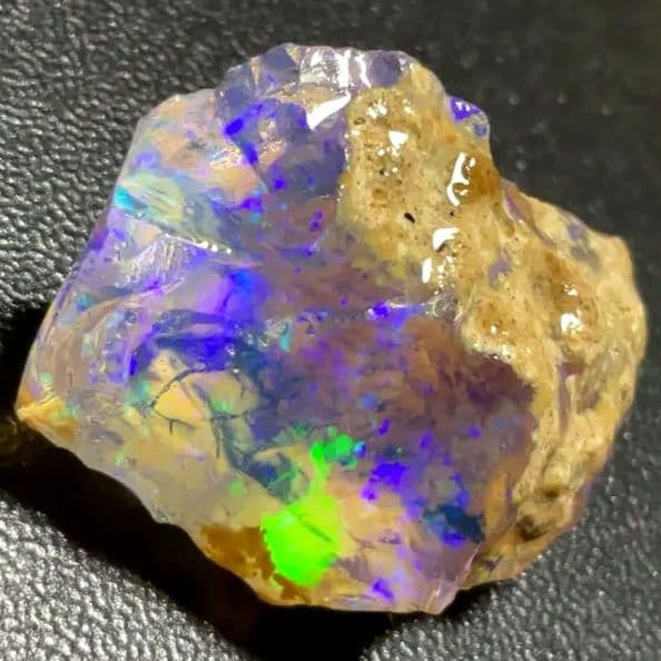 【30CT】エチオピア　オパール 原石 透明　青　紫　鉱物標本　ウェロ産