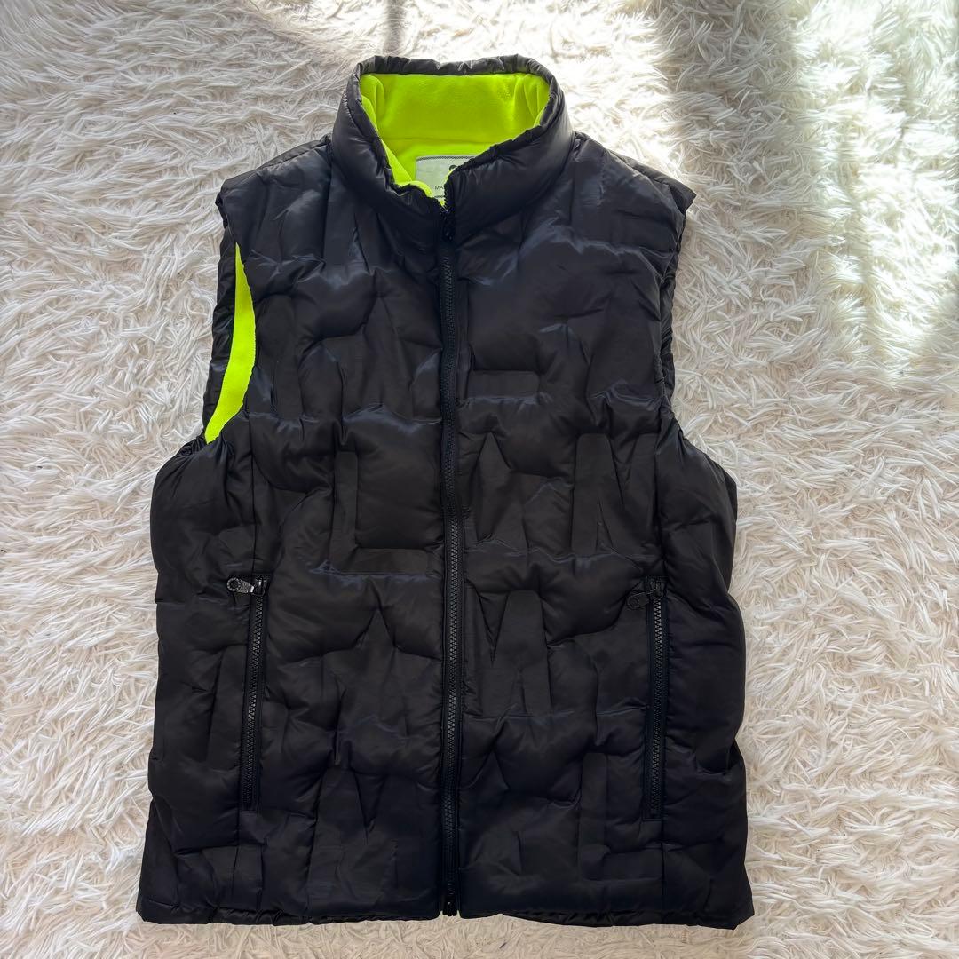 最高峰 マークアンドロナ ベスト 中綿 ダウン 3D ブラック 裏起毛