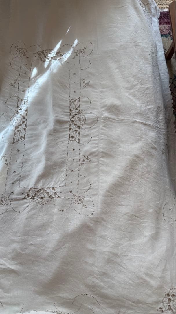 SALE❣️アンティークஐ花柄刺繍の大判クロスஐフランスお買い得