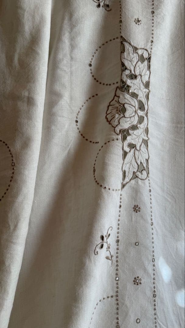 SALE❣️アンティークஐ花柄刺繍の大判クロスஐフランスお買い得