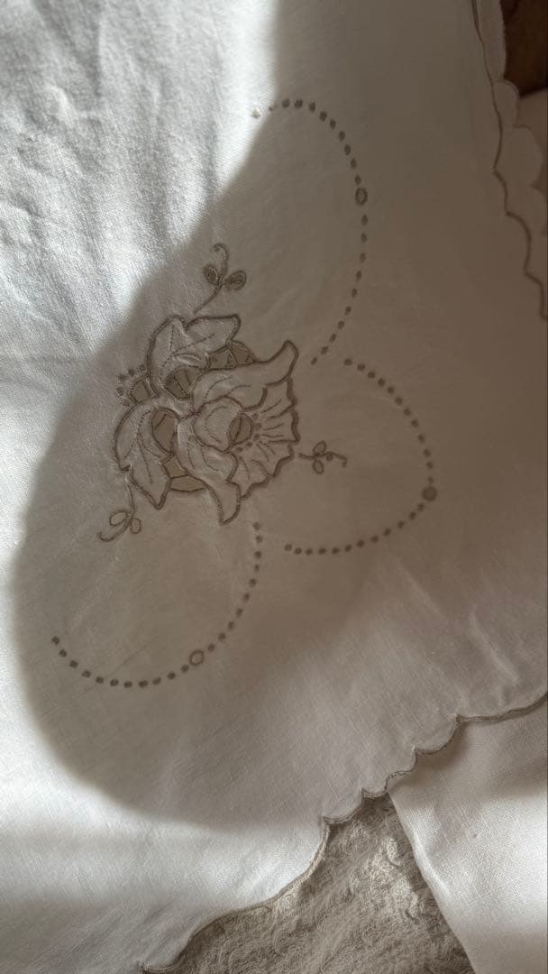 SALE❣️アンティークஐ花柄刺繍の大判クロスஐフランスお買い得