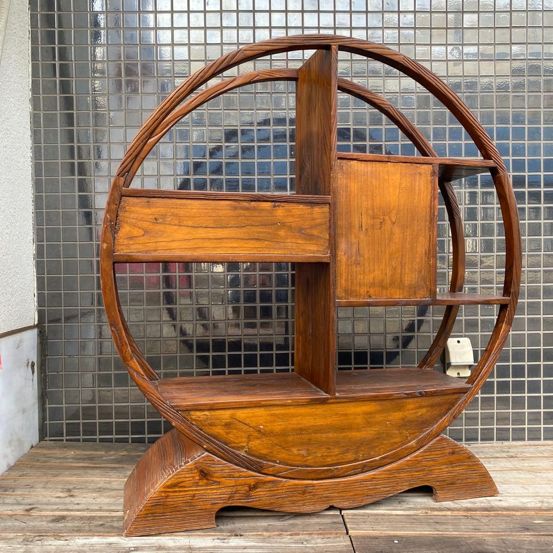 ヴィンテージ 円形飾り棚 小引き出し シノワズリ 李朝 店舗什器 インテリア