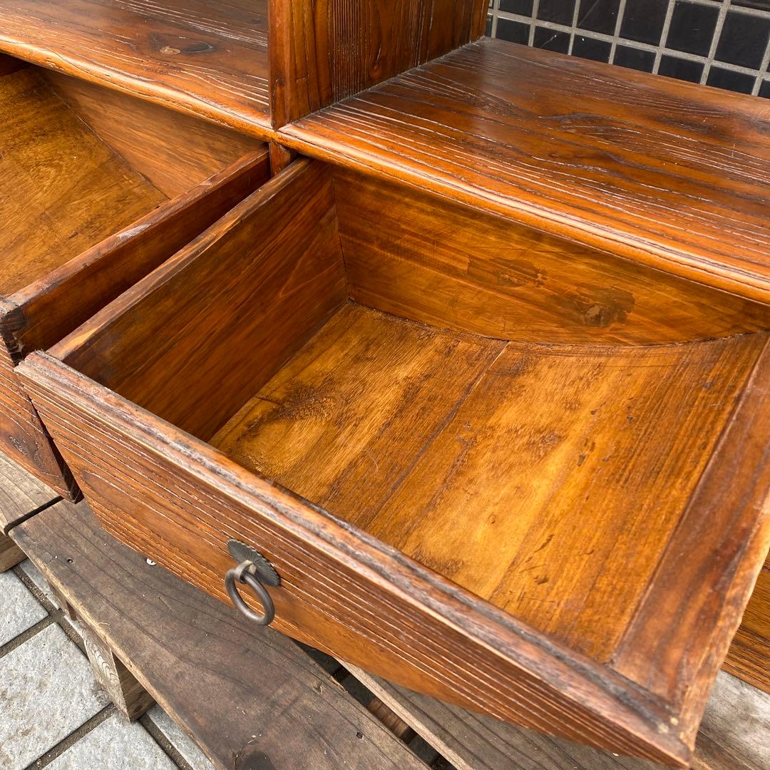 ヴィンテージ 円形飾り棚 小引き出し シノワズリ 李朝 店舗什器 インテリア