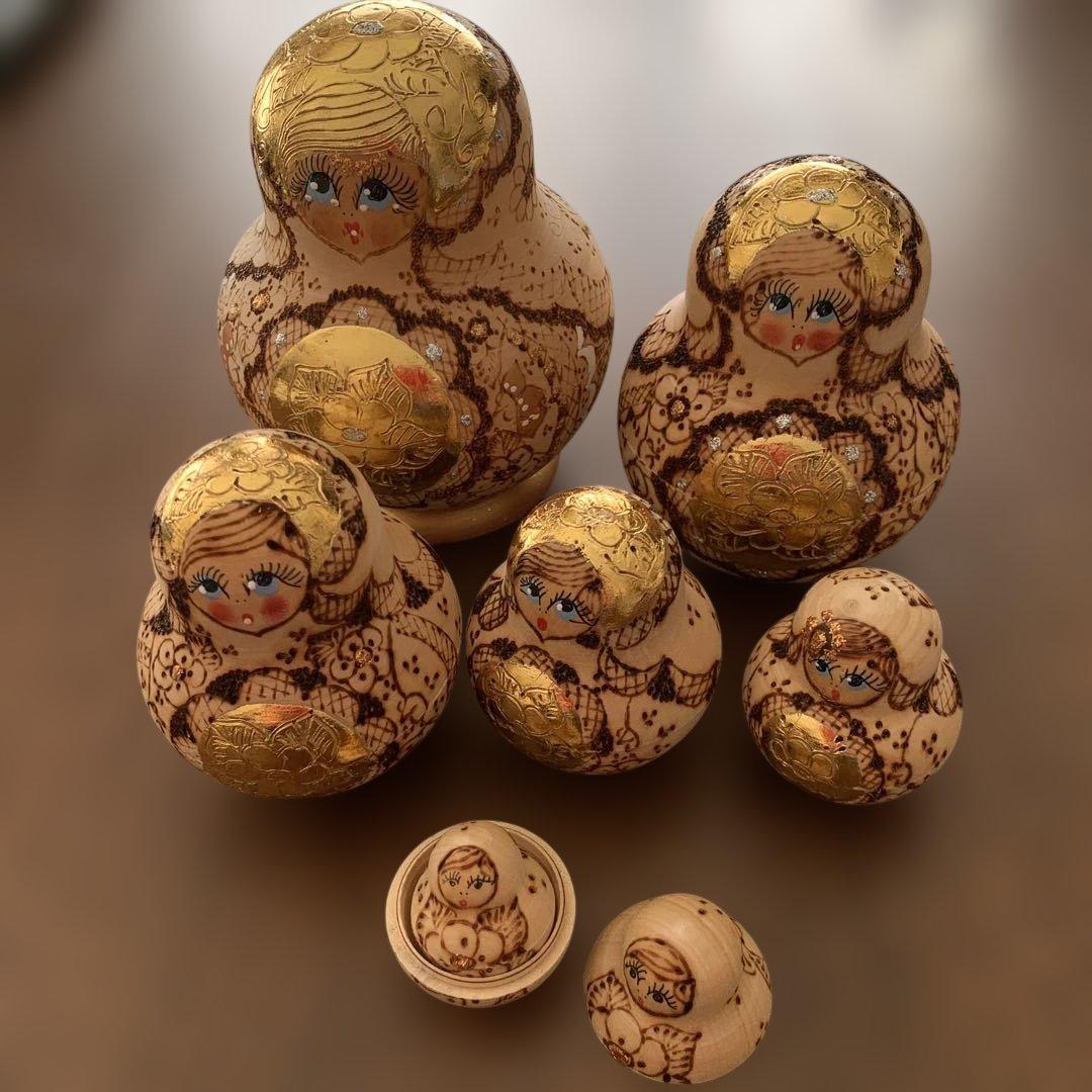 木製金彩使用⭐️マトリョーシカ⭐️全8体⭐️超美品