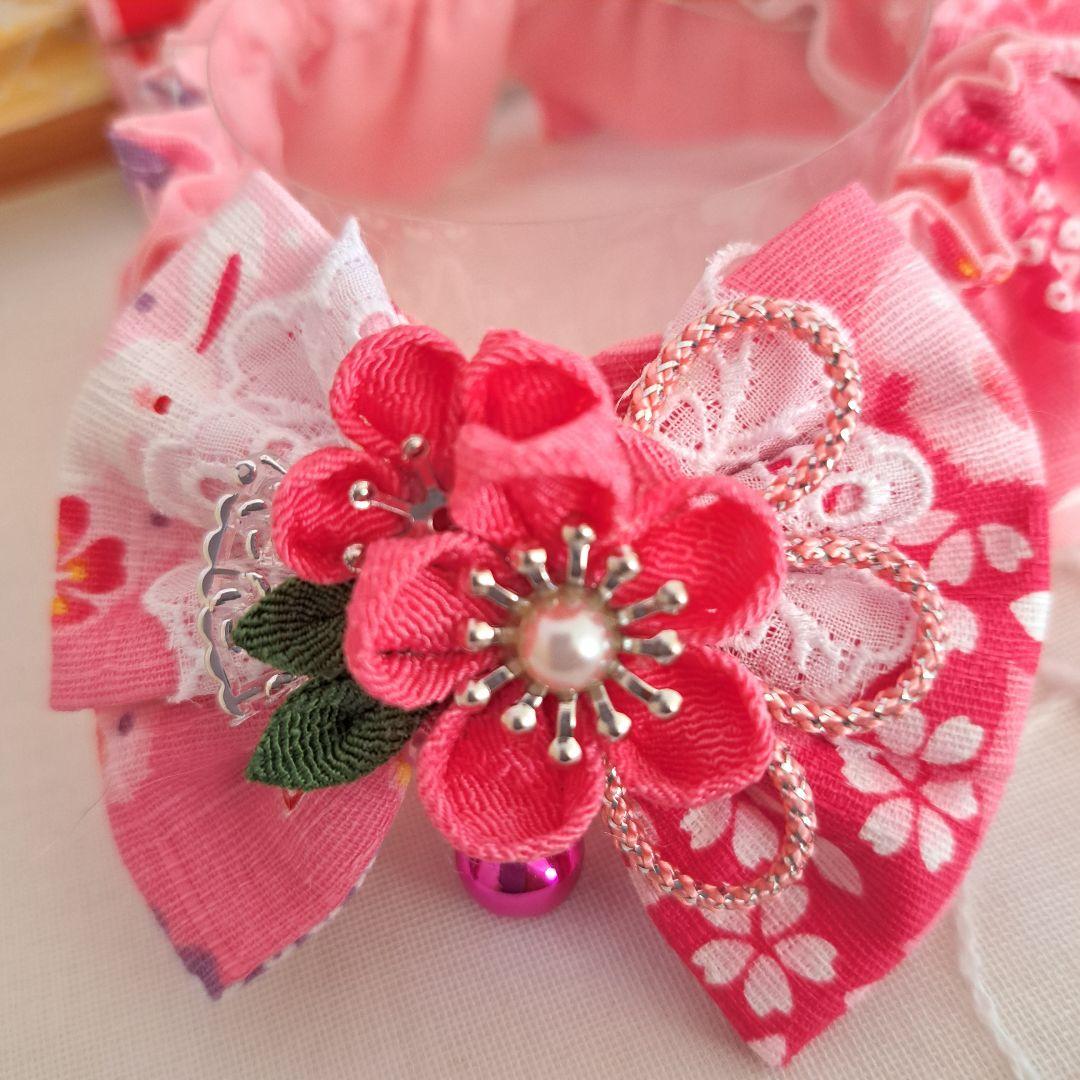 はる、短毛シュシュ和風つまみ細工()わんちゃん猫ちゃん用