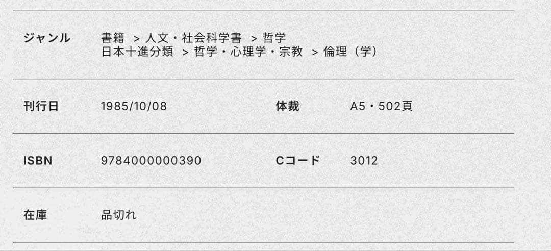 アリストテレスの倫理思想 岩田靖夫著　絶版