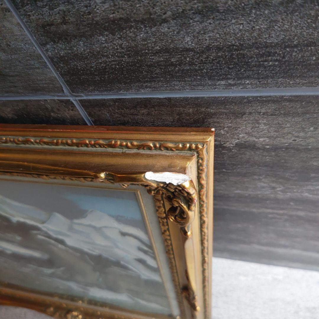 狩野寿一「ユングフラウ」１０号油彩　三越店美術部シール　1957年作