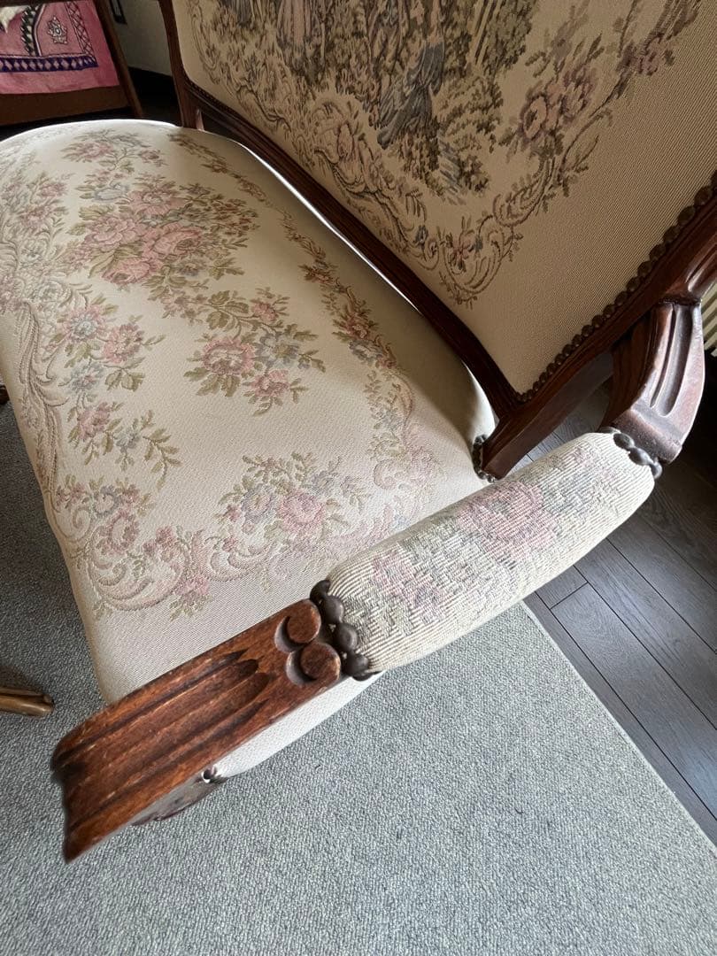 ④ バラ売り不可 ①〜④セット販売のみ ロココ ゴブラン織り 猫脚 応接セット