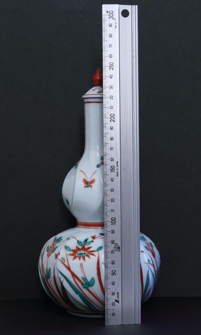 岐阜県多治見市幸兵衛窯  瓢壺 呉洲赤絵 白陶磁器 酒器 蓋付壺