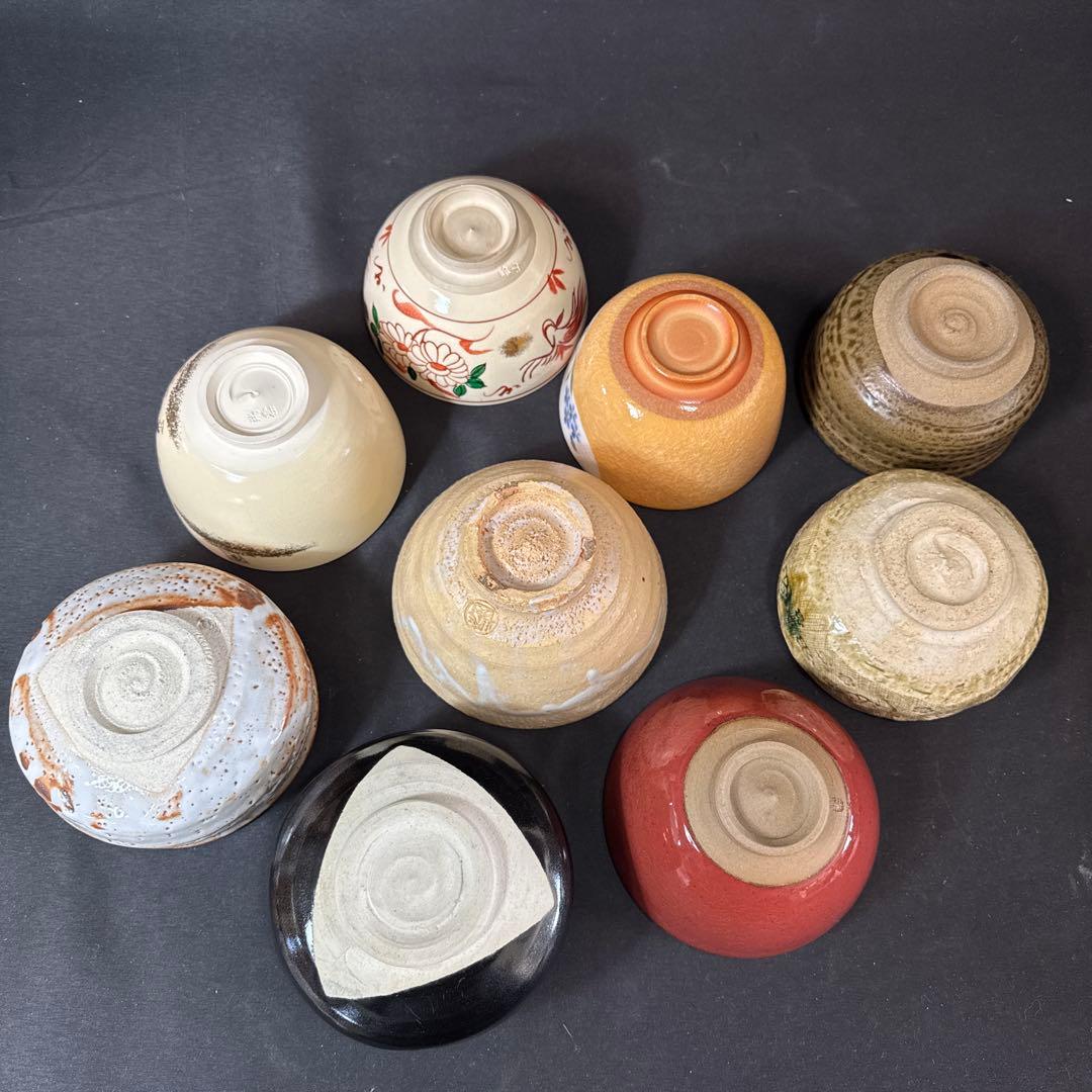 J02 送料無料　茶碗　9点　抹茶碗　在銘　箱無　まとめて　茶道具　陶器