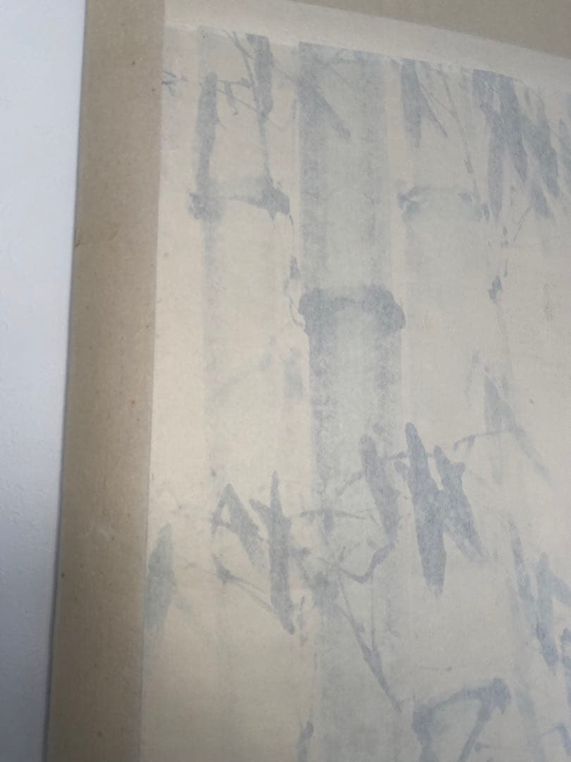 中国絵画　竹と小鳥の水墨画　掛軸　中国掛軸