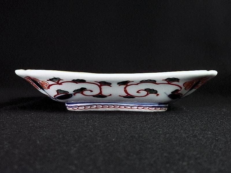 大聖寺伊万里　金襴手　団龍紋に仙人の図　四方皿　５枚　E076AS-BSx