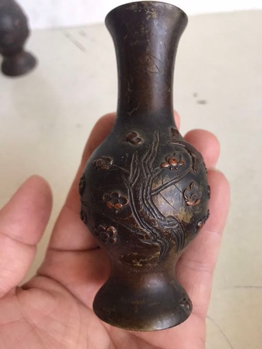 花瓶，古銅製，（旧家藏出し）古董，茶道具，書房置物，重2⃣️1⃣️0⃣️克高1⃣️0⃣️.5⃣️cm