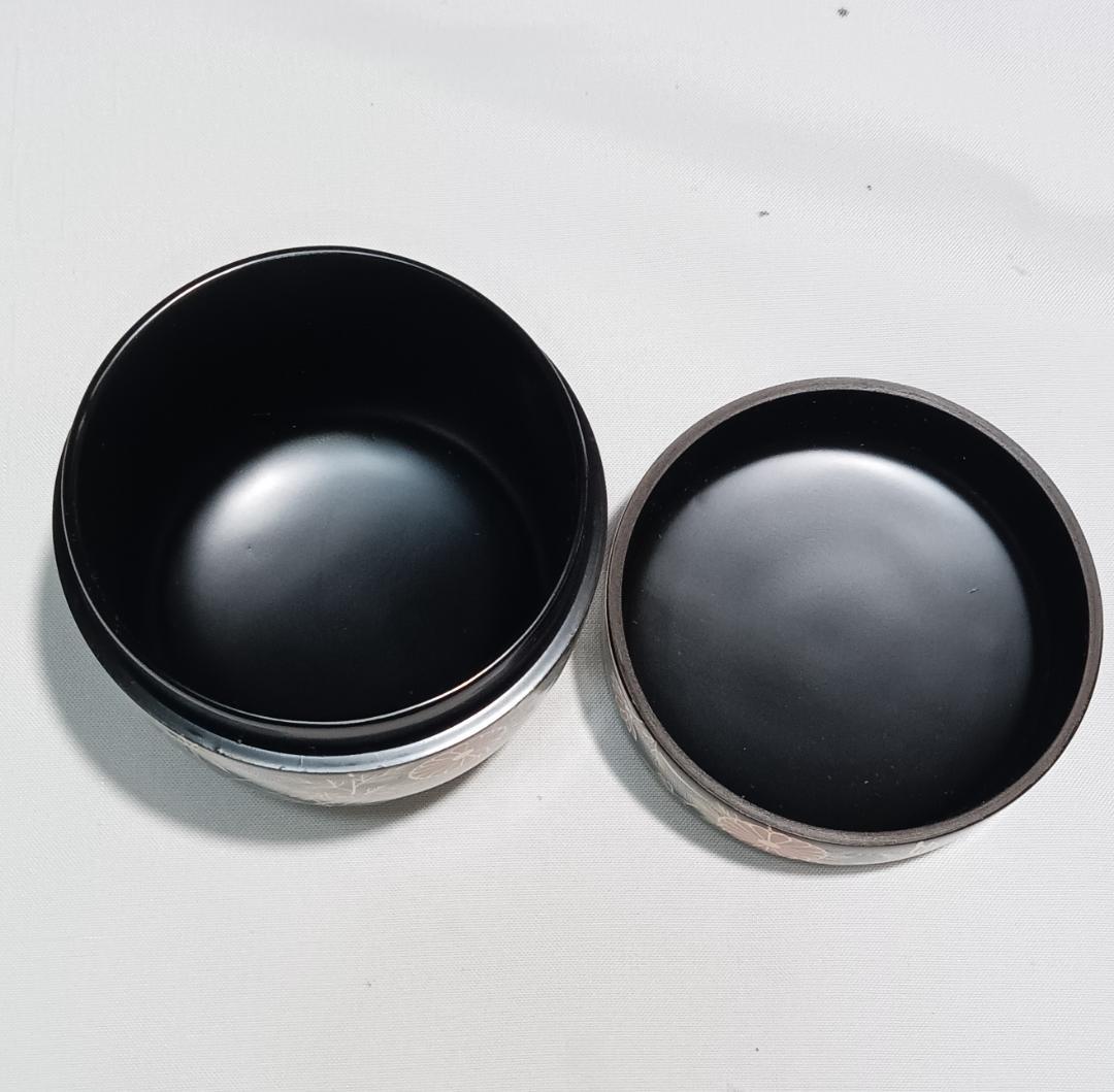 茶道具　黒漆塗大棗　蒔絵師　雅象作　黒漆塗四君子蒔絵大棗　美品！！