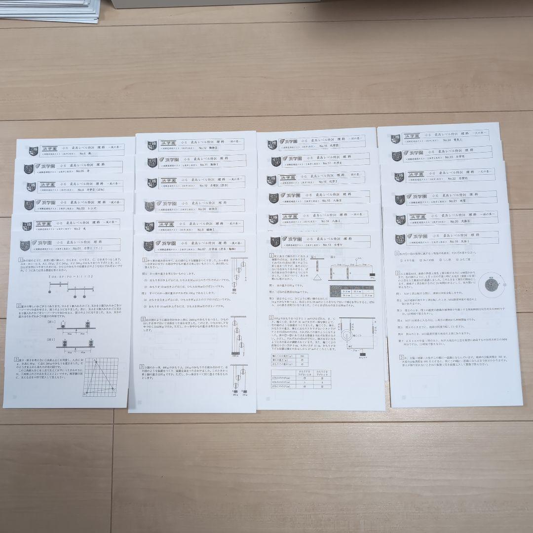 小6理科最高レベル特訓問題集　風の巻、林の巻、火の巻理解度確認テストNO24まで