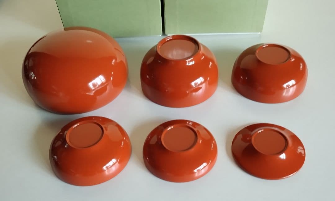 たに屋　応量器　真塗黒と洗朱　2客セット