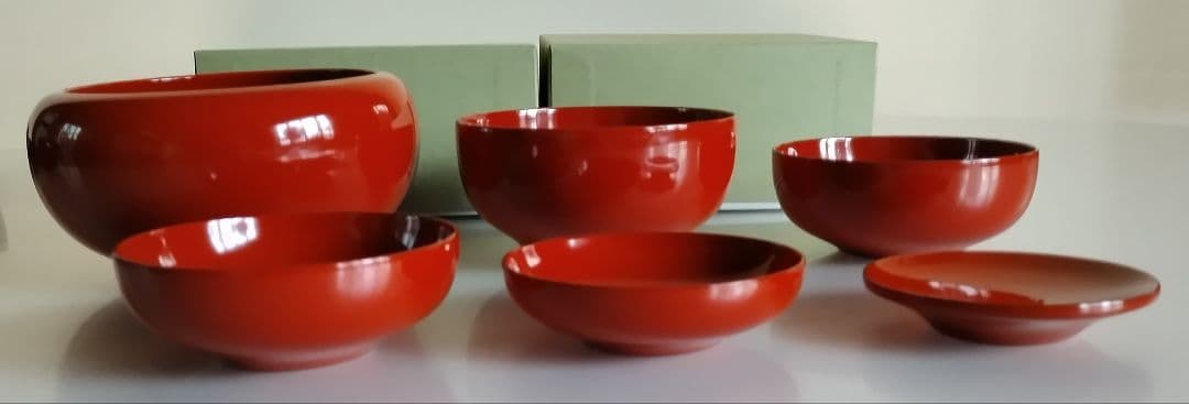 たに屋　応量器　真塗黒と洗朱　2客セット