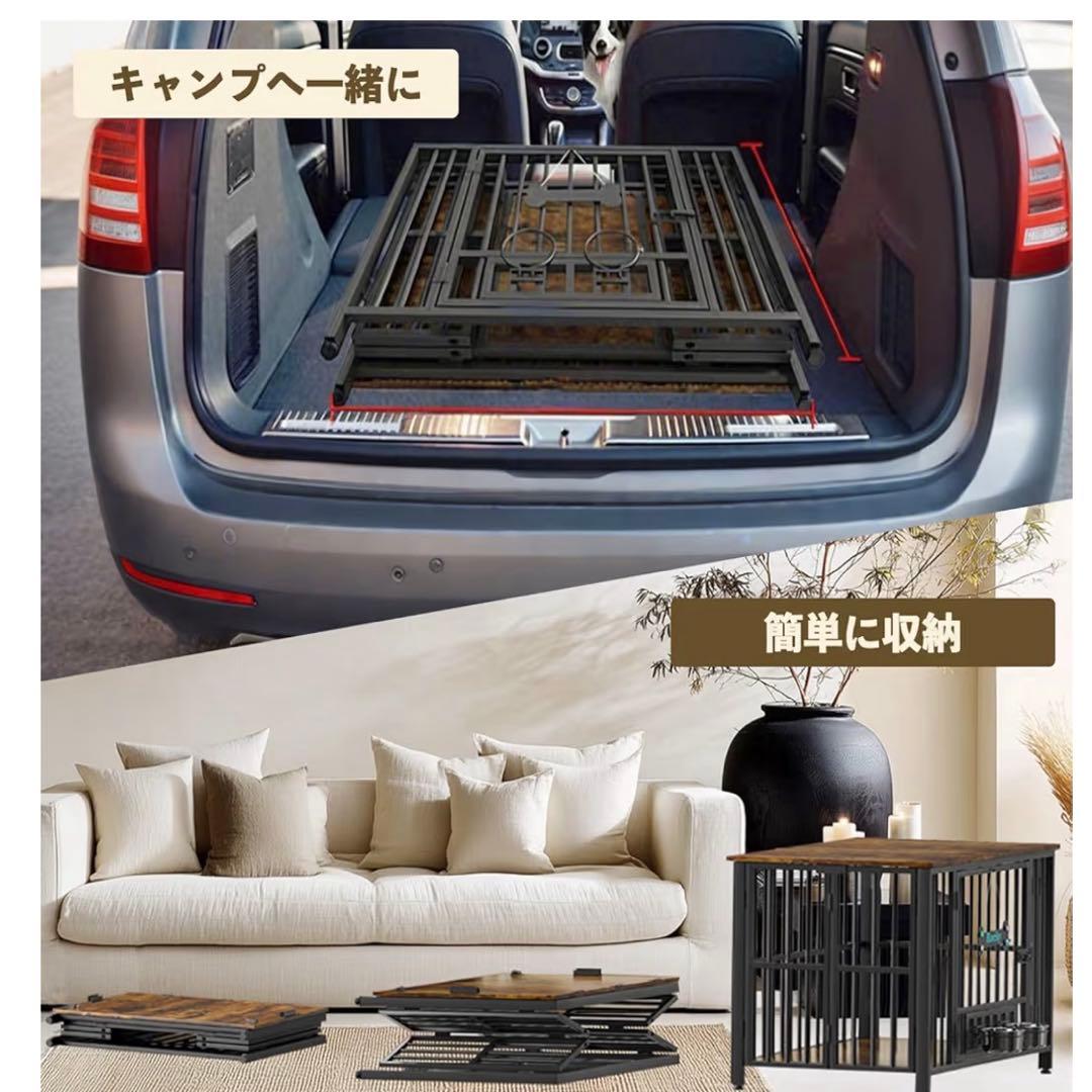 犬 ケージ 屋根付き ペットサークル 室内用 中型犬対応 木製 折りたたみ天板