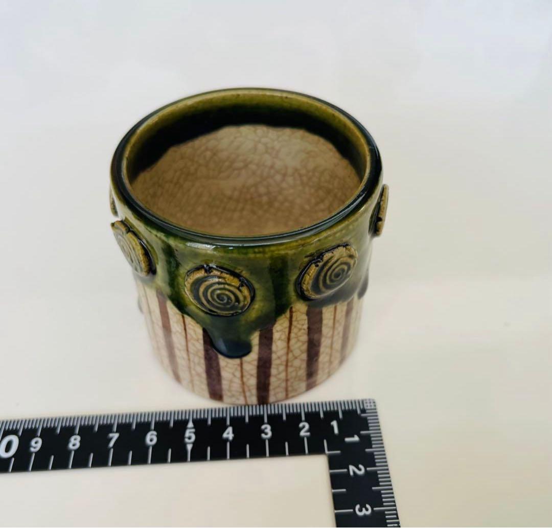 加藤六兵衛作★皆具　織部　水指　蓋置　建水　柄杓立　長谷元窯