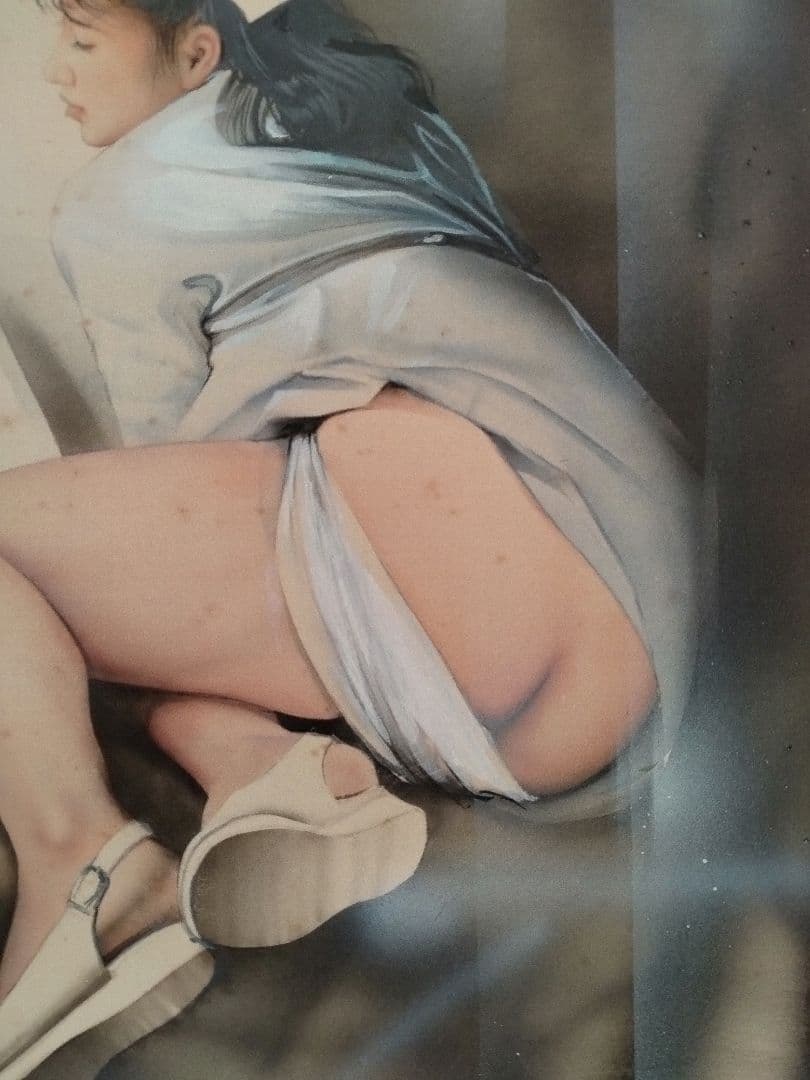 西村春海作　女性のポーズ 金色フレーム