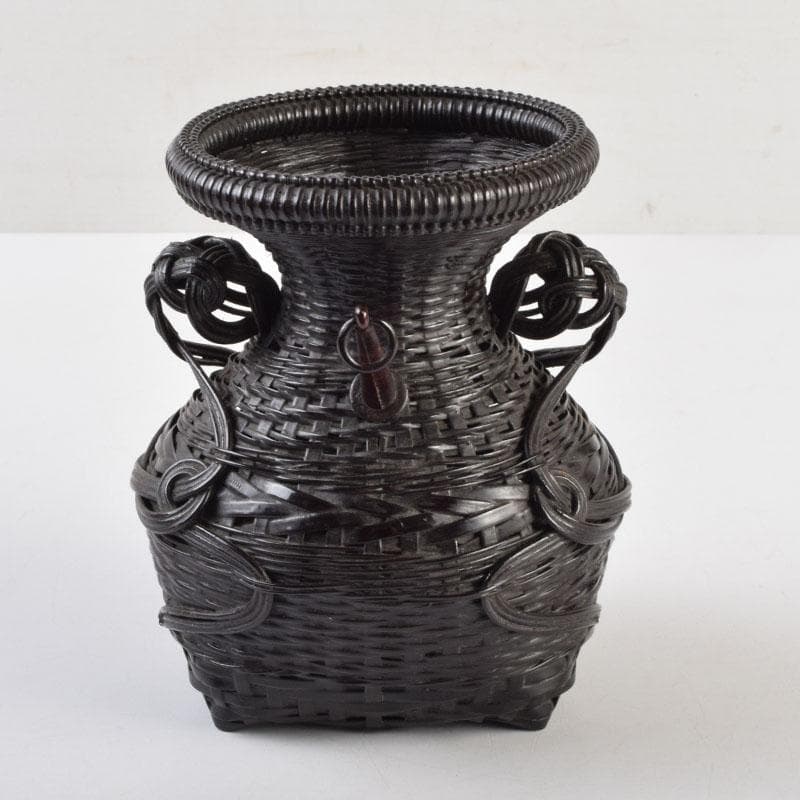 茶道具　篭師　和田麟之作　小猿花入　共箱　C　9123