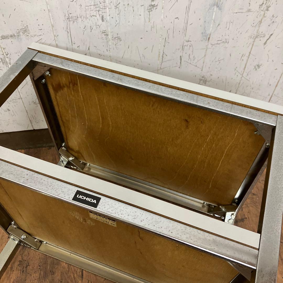 A-4 昭和レトロ ウチダ テレフォンスタンド 電話台 サイドテーブル 2段