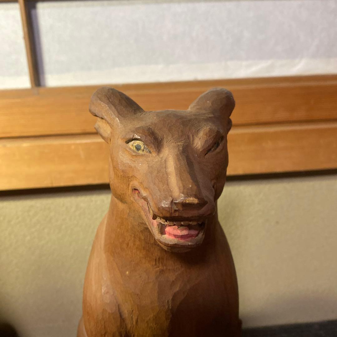 仏師　立川金禄作　木彫狛犬一対セット