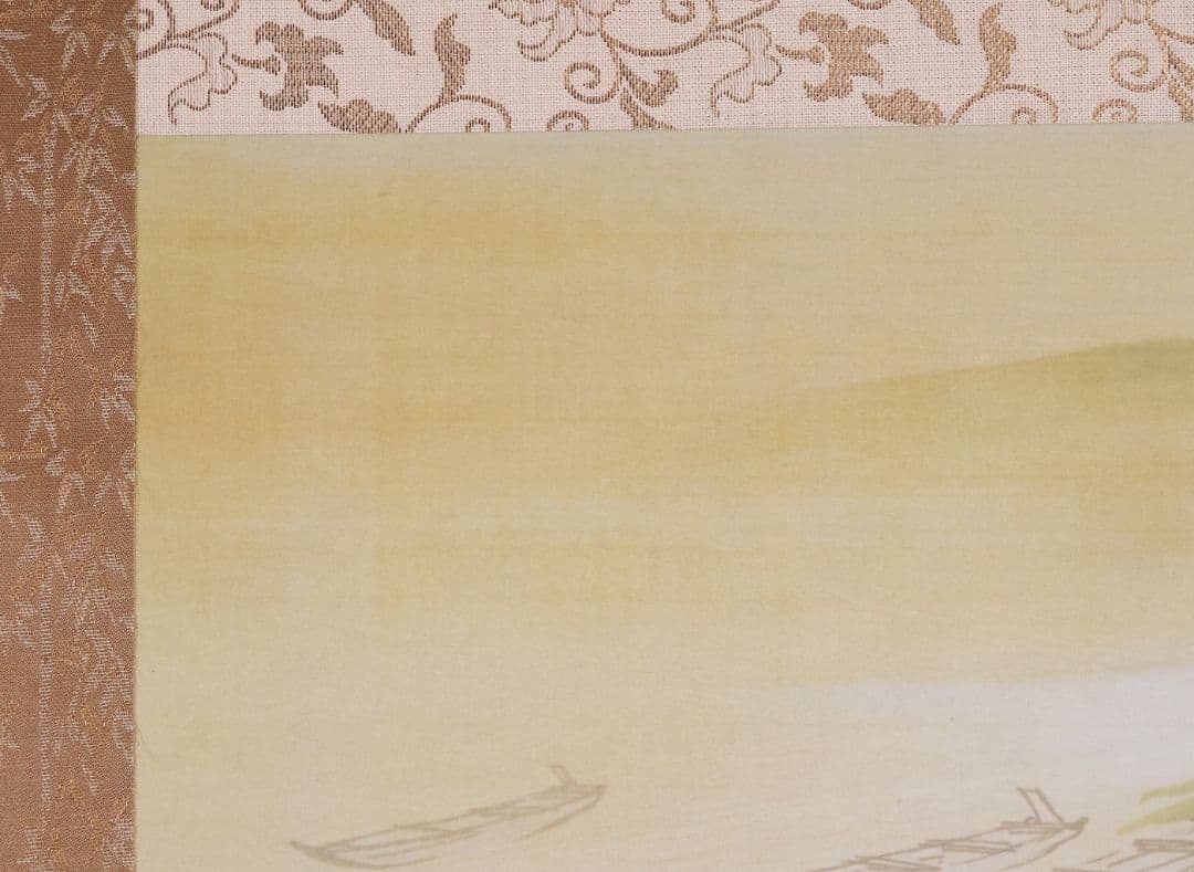 【複製】玉堂美術館監修 川合玉堂画 磯の朝 絹本 掛軸 工芸 風景 MB116