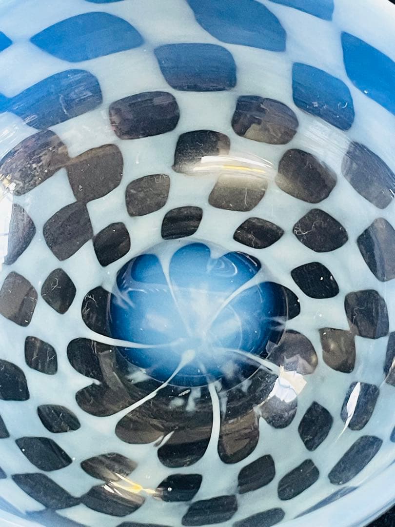 大正ロマン　脚黒市松模様氷コップ