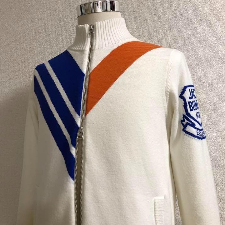 ジャックバニー ダブルジップ ニット ジャケット 裏地付 ホワイト サイズ4