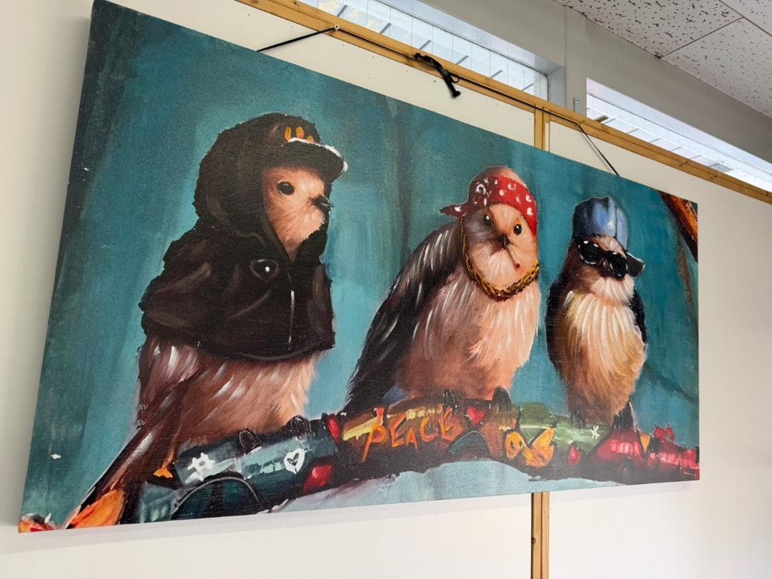 アートパネル　キャンバスアート　小鳥　ラッパー　幅120　壁掛け　絵　アート