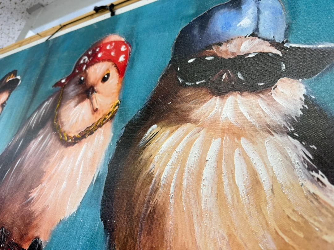 アートパネル　キャンバスアート　小鳥　ラッパー　幅120　壁掛け　絵　アート