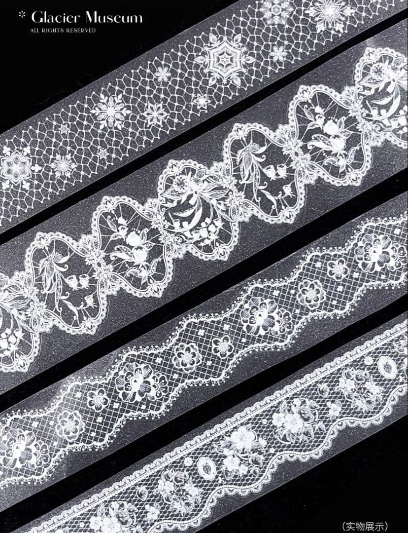 【9475】海外　5m巻四本セット　ラメ加工カッティングマスキングテープ　レース