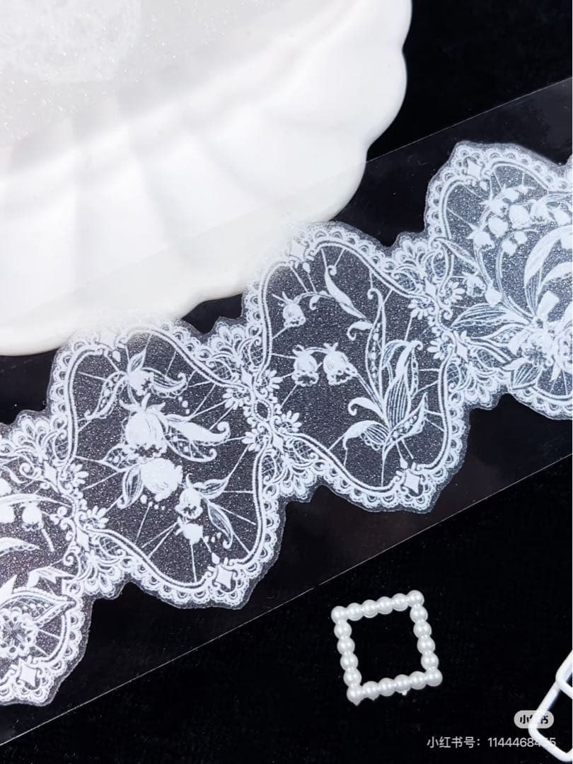 【9475】海外　5m巻四本セット　ラメ加工カッティングマスキングテープ　レース