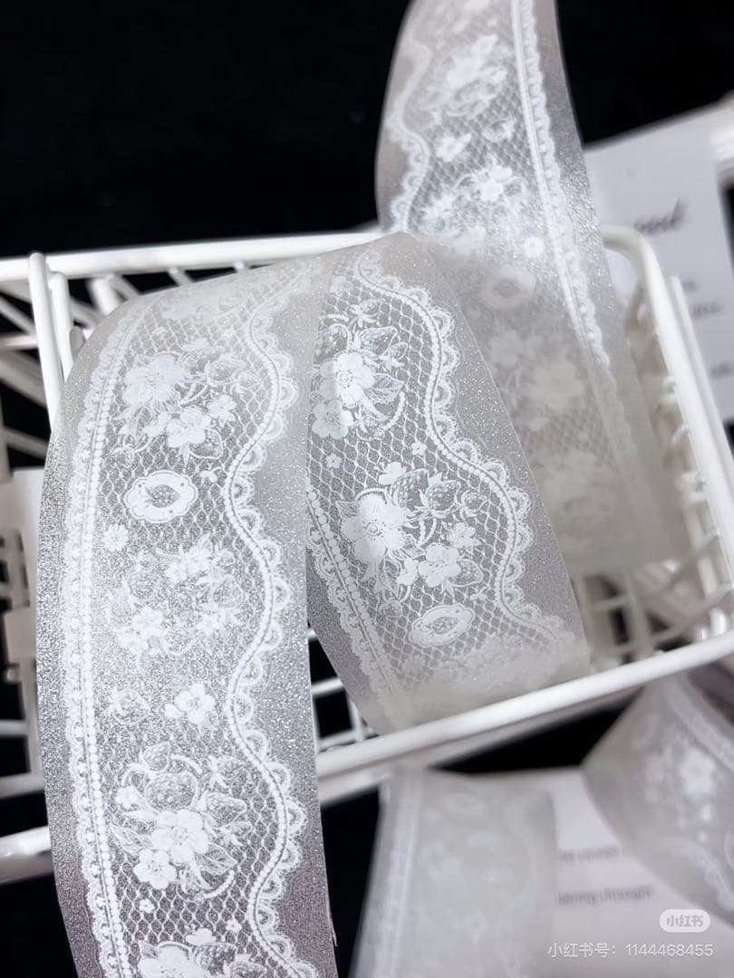 【9475】海外　5m巻四本セット　ラメ加工カッティングマスキングテープ　レース