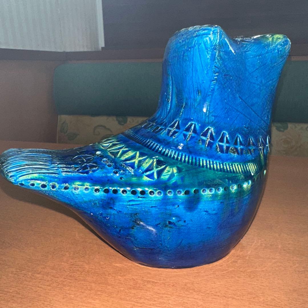 Italy Bitossi社 Flavia リミニブルー フウロウオブジェ 美品