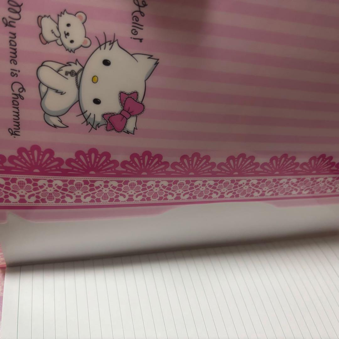 チャーミーキティ 2005 2つ折り 見開き クリアファイルカバー付きノート