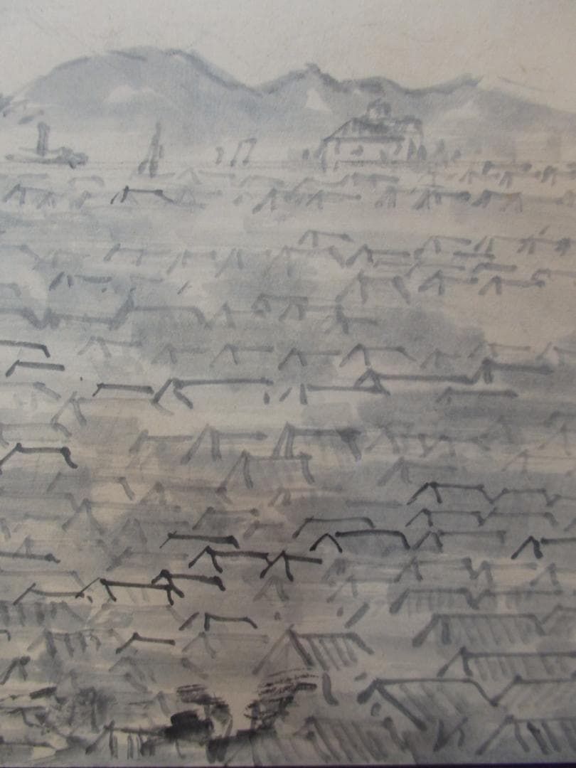 貴重 高橋五仙子　墨画『東堀』思い出の新潟百景 紙本 直筆本物保証 扁額